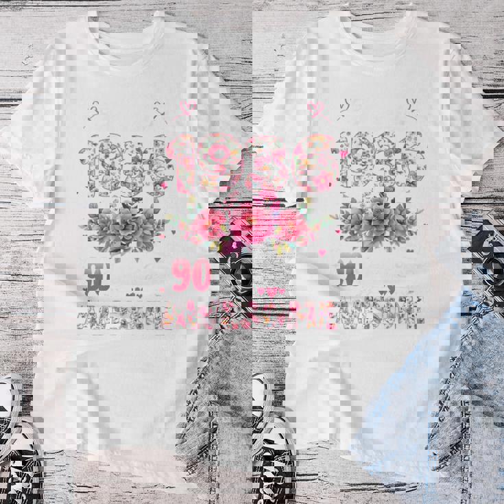 オンバック 90歳 1936年3月 花柄 90歳の誕生日 レディースTシャツ 面白い贈り物