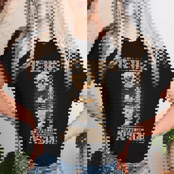 1972年10月53歳の誕生日男性と女性のための素晴らしいテディベア レディースTシャツ 彼女への贈り物