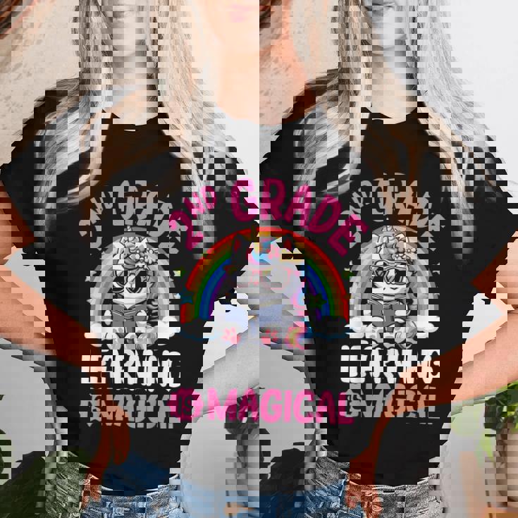 2Nd Grade Unicorn Cat Magical Caticorn Back Tochool レディースTシャツ 彼女への贈り物