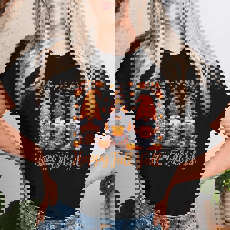 Happy Fall Y'all Gnome Autumn Thanksgiving Women T-shirt Gifts for Her Happy Fall Y'all Gnome Autumn Thanksgiving Women T-shirt Gifts for Her