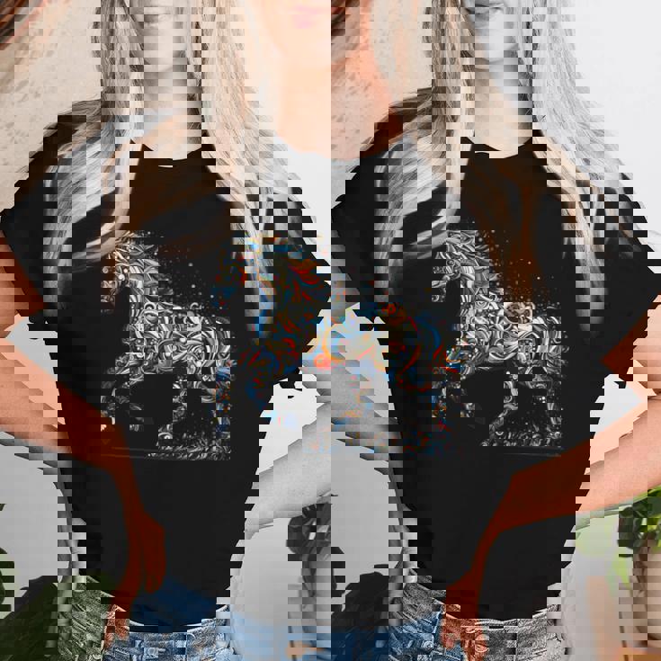 Horse Lover Majestic Horse 馬のグラフィック デザイン 長袖tシャツ レディースTシャツ 彼女への贈り物