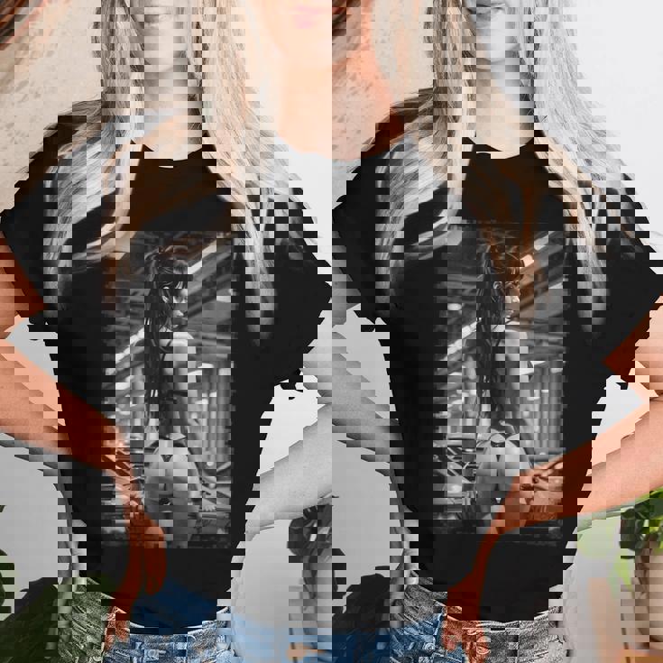 Hot Girl On 男性用 セクシー ブーティー ガール カーショー 1 Bw レディースTシャツ 彼女への贈り物