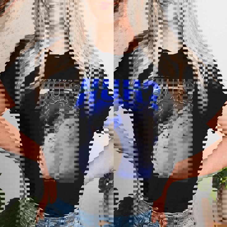 Huh ファニーダンクキャットミーム 女性&男性向け ヒンジなし グーフィーキャット レディースTシャツ 彼女への贈り物