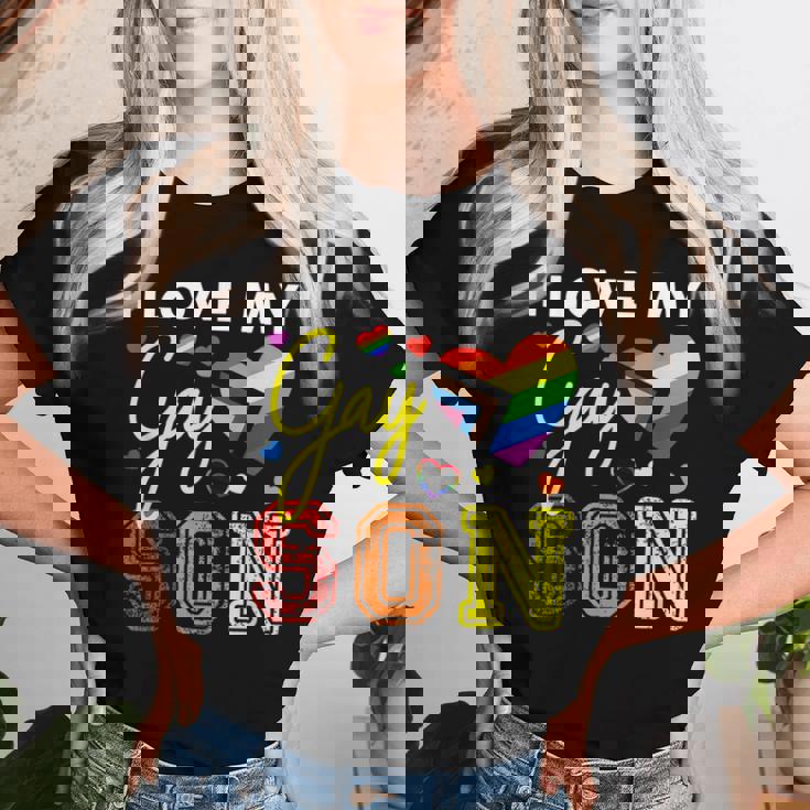 Io Amo Il Mio Gay Figlio Lgbt Orgoglio Mamma Papà Maglietta da donna Regalos para ella