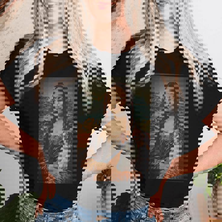 Jack Russel Mona Lisa Pittura Artistica Cane Mamma Papà Maglietta da donna Regalos para ella