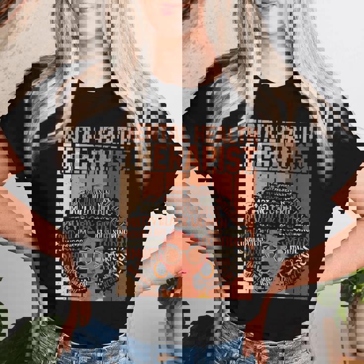 Mental Health Therapist Afro Black History Month Women T-shirt Gifts for Her