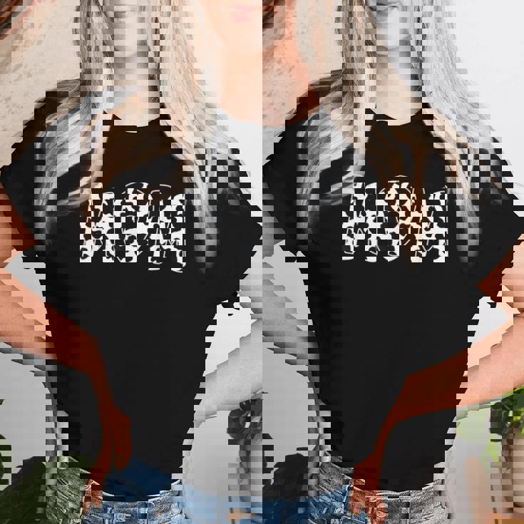 Mom 牛柄 牛柄 母の日 レディースTシャツ 彼女への贈り物