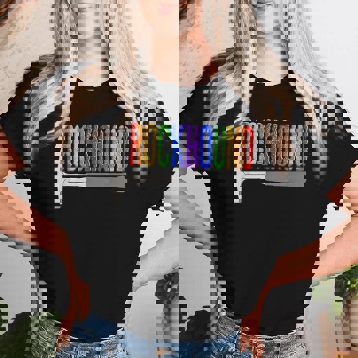 Rainbow Rockhound ロックピック 地質学ハンマー ロックハウンディング レディースTシャツ 彼女への贈り物