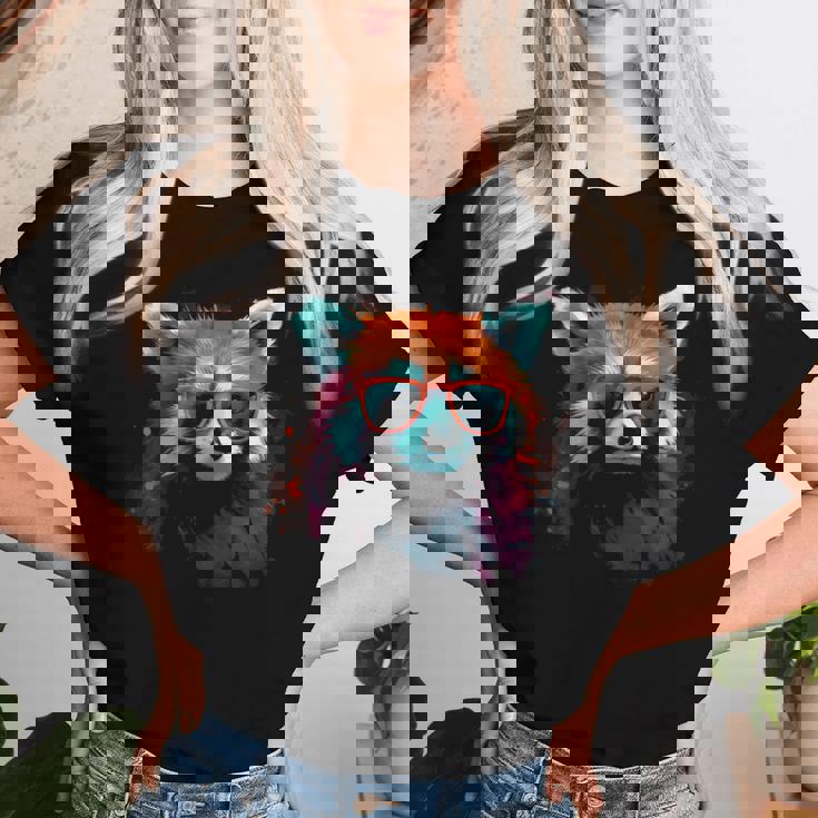 Red Panda サングラスアートワーク レディースTシャツ 彼女への贈り物