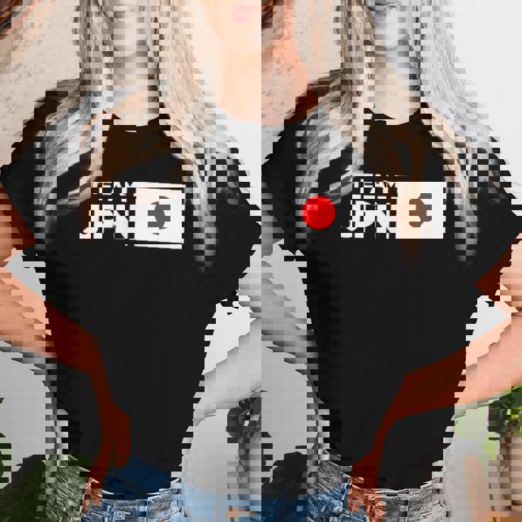 Team Jpn 日本国旗 チームジャパン 日の丸 男性 女性 子供 応援 チーム レディースTシャツ 彼女への贈り物