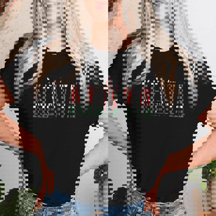 ケニア国旗男性女性へのお土産ギフト。 レディースTシャツ 彼女への贈り物