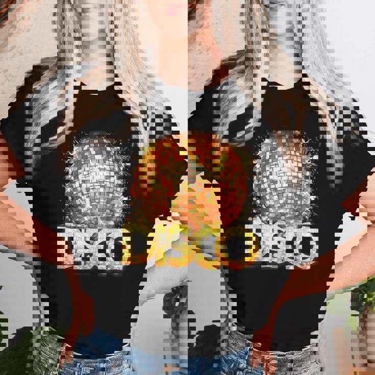 ディスコフィーバーコスチューム女性男性-ダンステーマパーティー用品 レディースTシャツ 彼女への贈り物