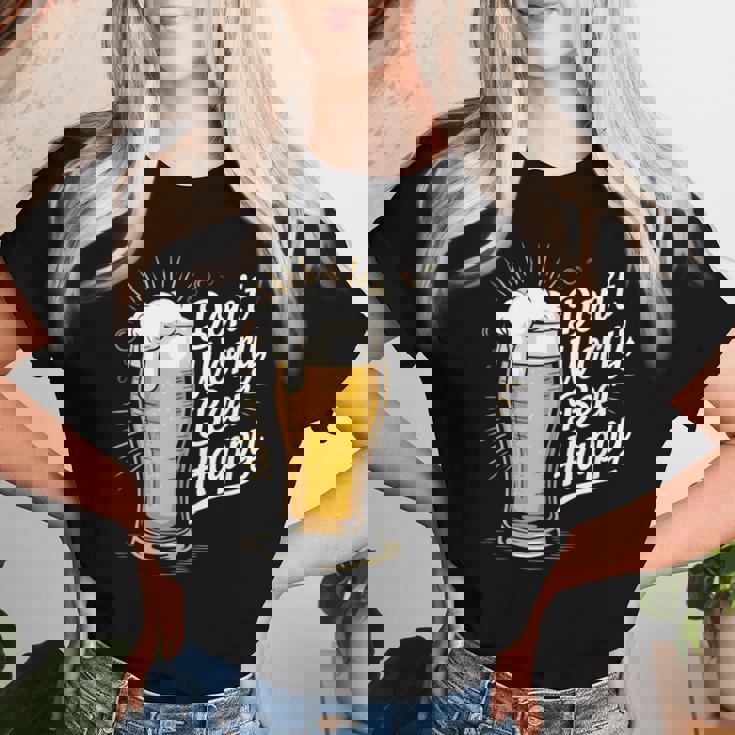 ビール ハッピー ビール好き Don't Worry Beer Happy Beer Drinker レディースTシャツ 彼女への贈り物