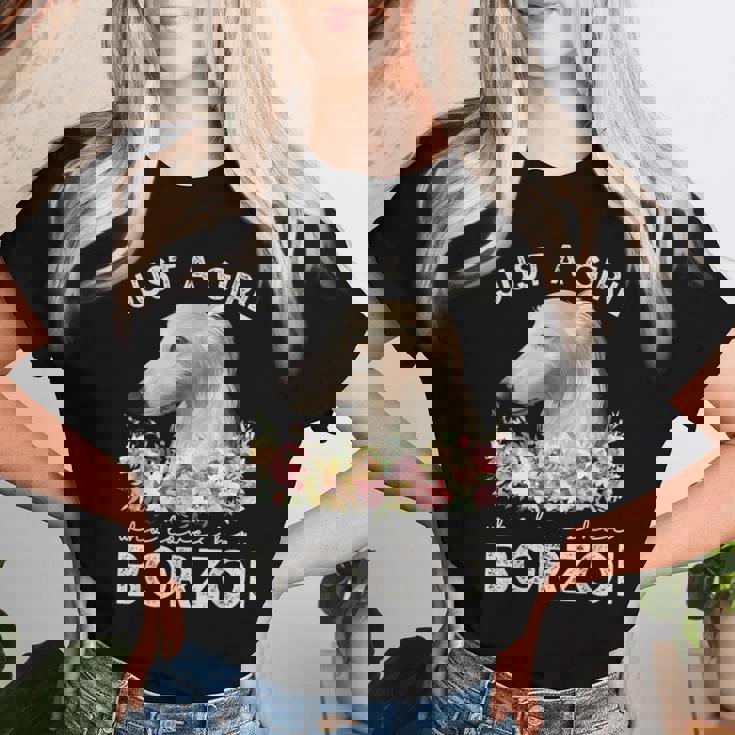 ボルゾイシャツ犬ギフト彼女を愛する女の子だけボルゾイ レディースTシャツ 彼女への贈り物