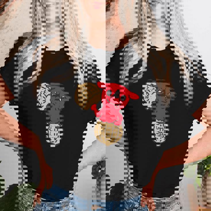 千葉県ご当地キャラと落花生 長袖tシャツ レディースTシャツ 彼女への贈り物