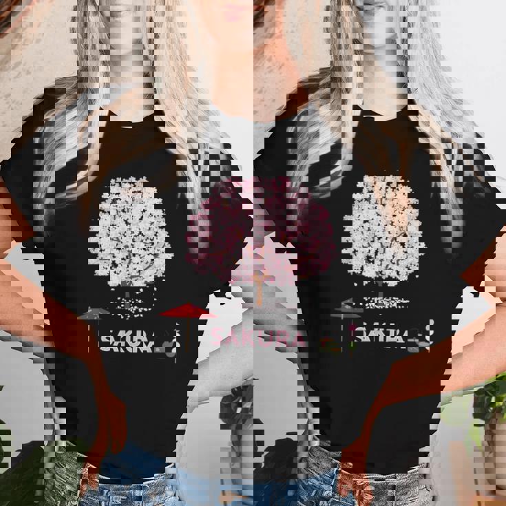 和 桜 シャツ ピンク 桜 花 木 花見 レディースTシャツ 彼女への贈り物