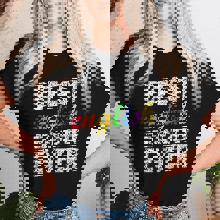 最高の英語教師 文法 クラス 男性 女性 教員 英語教師 レディースTシャツ 彼女への贈り物