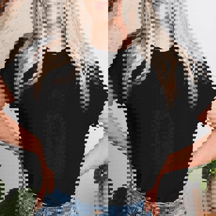 花園の女 ミュシャ アールデコ 線画 レディースTシャツ 彼女への贈り物