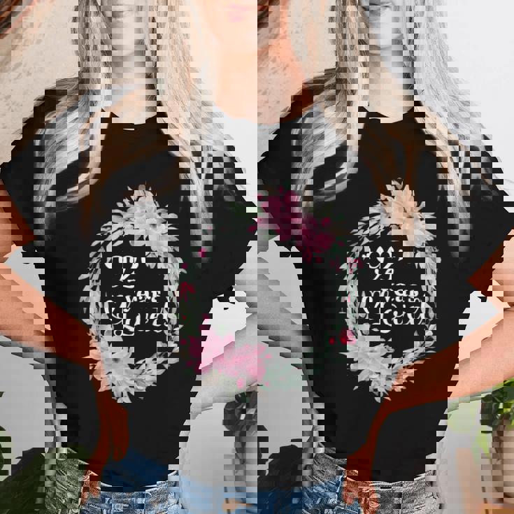 花柄 92歳 誕生日 男性 女性 92歳 誕生日 レディースTシャツ 彼女への贈り物