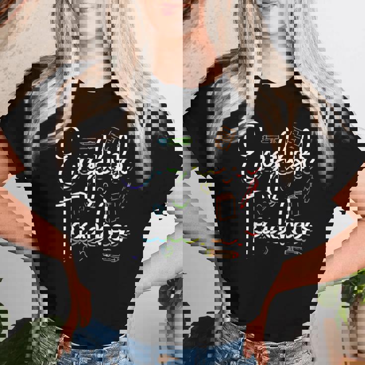 英語教師 文法 クラス 男性 女性 教員 英語教師 レディースTシャツ 彼女への贈り物