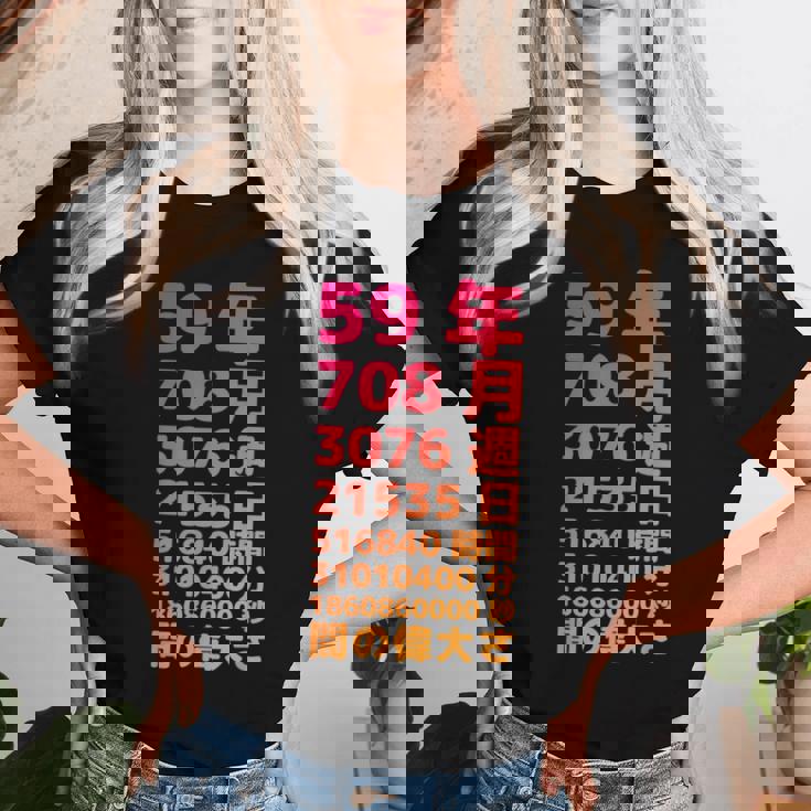 面白い59歳の誕生日の古いメーター 面白い59歳のギフト 女性 男性 面白い電卓 59歳の誕生日のギフト レディースTシャツ 彼女への贈り物