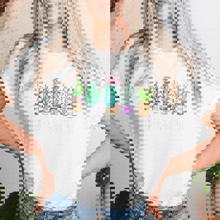 I Be Plantin'hit サボテン 多肉植物 面白い植物 ガーデン レディースTシャツ 彼女への贈り物