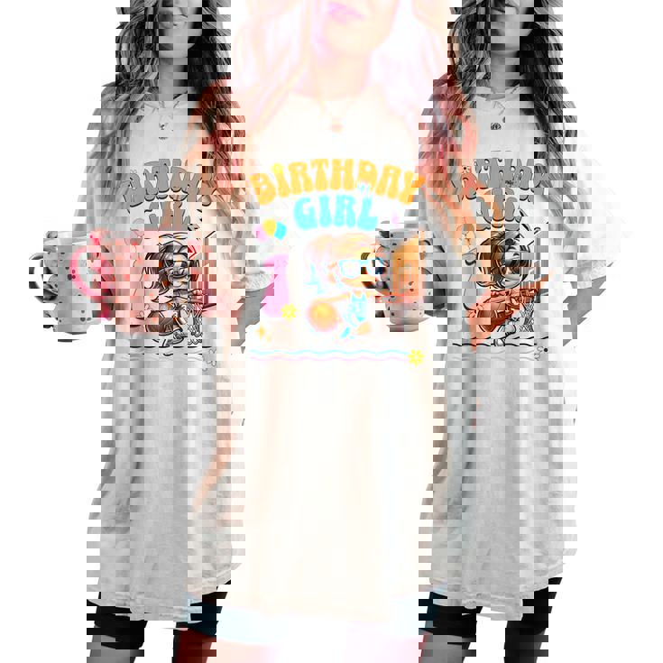 1歳の誕生日 バスケットボール 1歳 女の子 バスケットボール フープ ダンキング レディースオーバーサイズコンフォートTシャツ