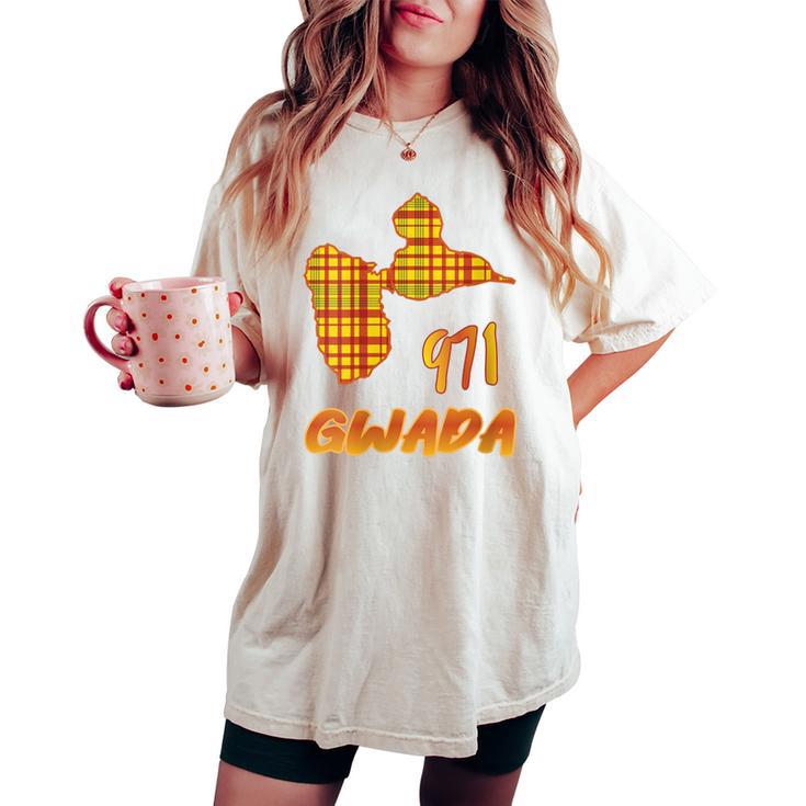 971 Gwada Idee Cadeau Guadeloupe Gwadlouptyle Madras T-shirt oversize confortable pour femme