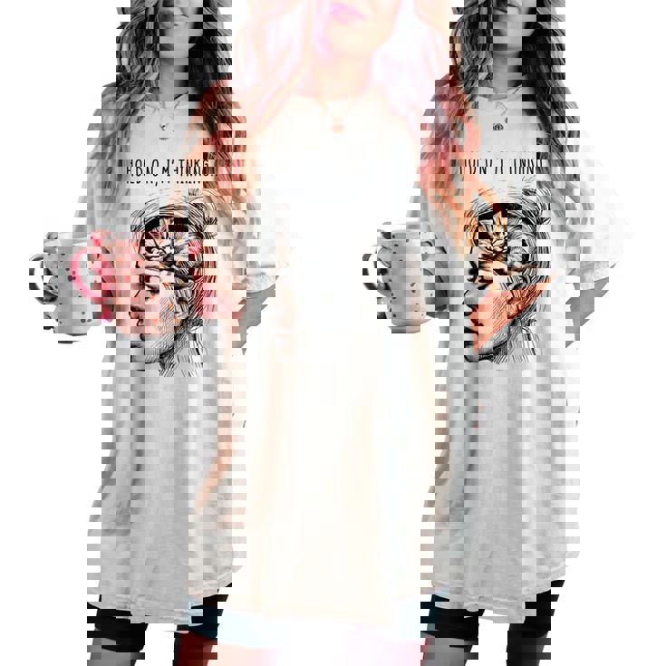 Cat Brain Girl Meme Graphic Women's Oversized Comfort T-shirt