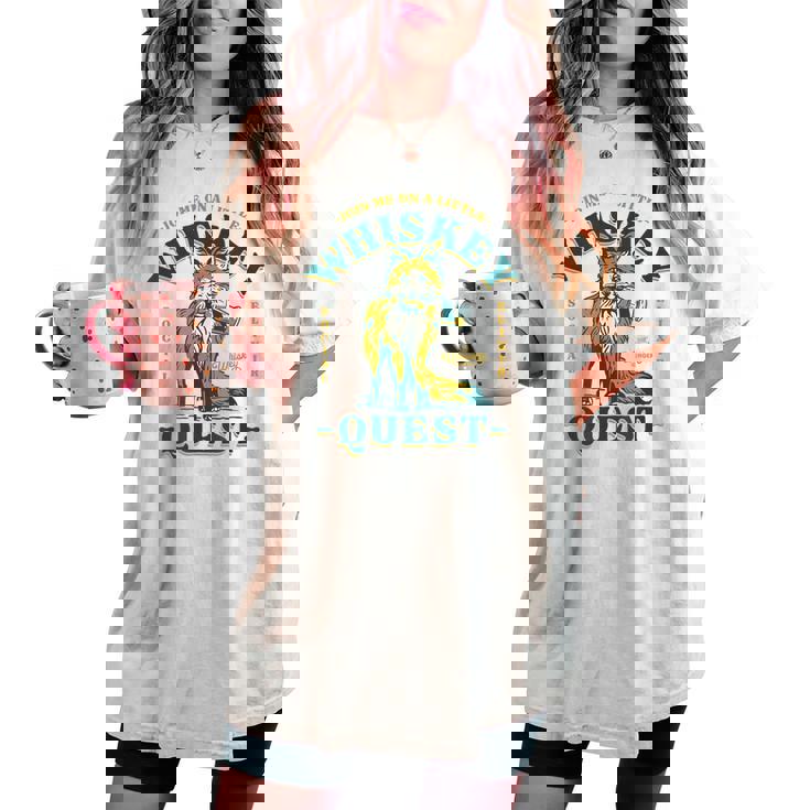 Join Me On A Whiskey Quest Cute Fox メンズ バーボンシャツ ギフト レディースオーバーサイズコンフォートTシャツ