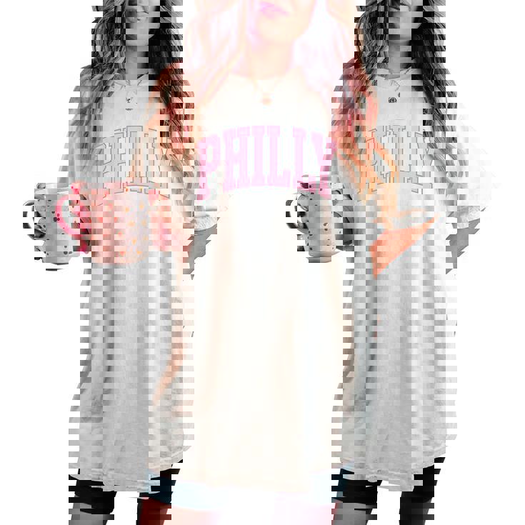 Philly Pink Retro Preppy Throwback Philadelphia Girls Womens Women's Oversized Comfort T-shirt