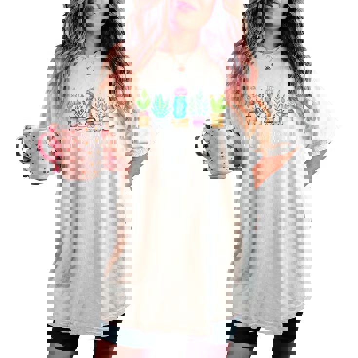 I Be Plantin'hit サボテン 多肉植物 面白い植物 ガーデン レディースオーバーサイズコンフォートTシャツ