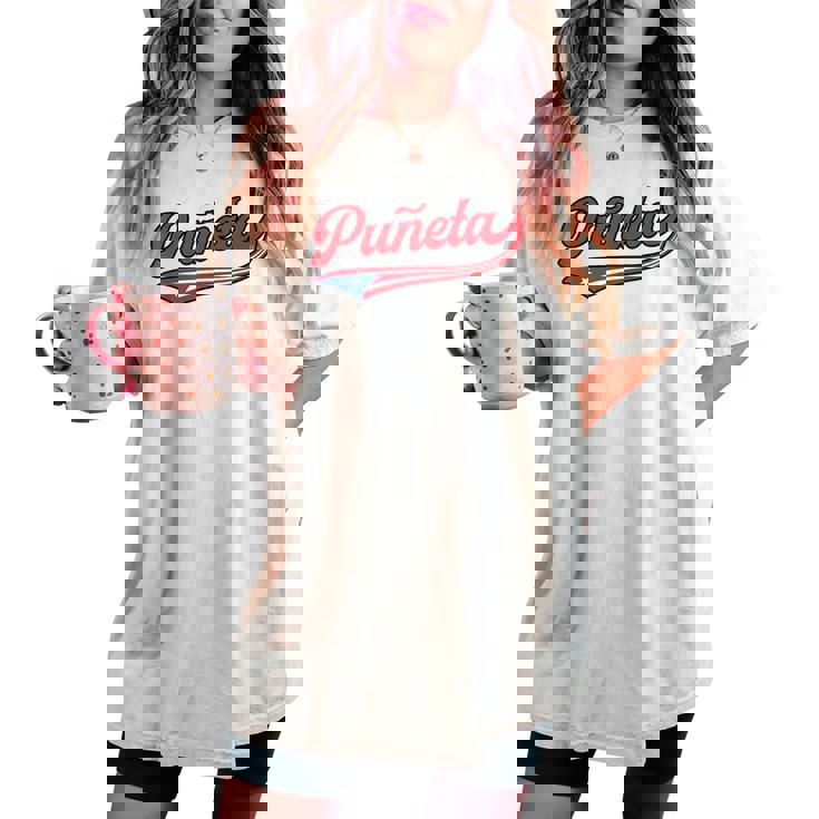 Puñeta プエルトリコ プエルトリコ 国旗 面白い 男性 女性 言葉 レディースオーバーサイズコンフォートTシャツ