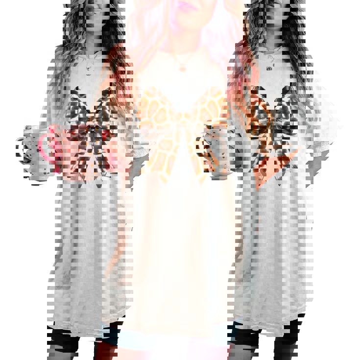 コケット リボン キリン プリント 女の子 ママ 母の日 レディースオーバーサイズコンフォートTシャツ