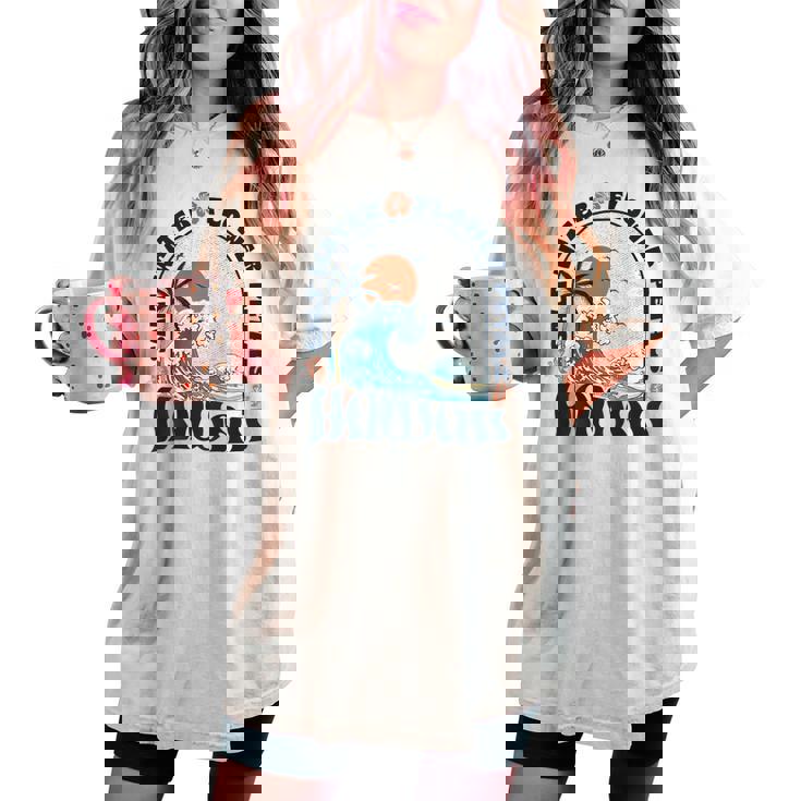 ソルトウォーターフラワー 花びら ハワイ 夏のビーチ愛好家 バック レディースオーバーサイズコンフォートTシャツ