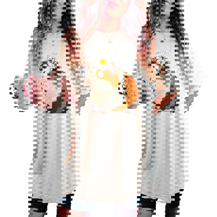 モルモットの花、モルモットの花 レディースオーバーサイズコンフォートTシャツ