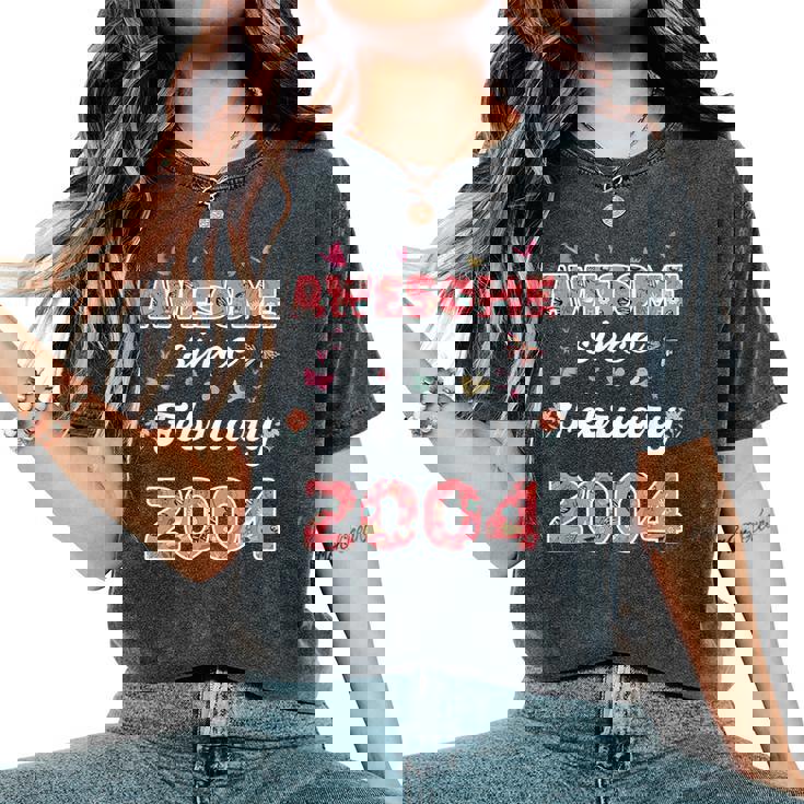 2004年2月から素晴らしい花、2004年2月の誕生日。 レディースオーバーサイズコンフォートTシャツ