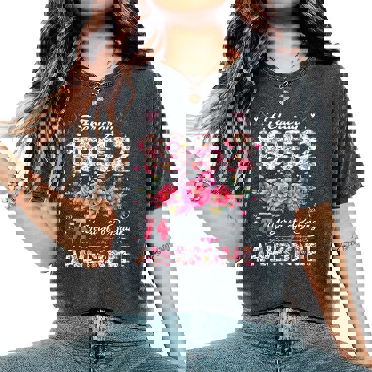 74歳 1952年2月 花柄 74歳 誕生日 男性 女性 レディースオーバーサイズコンフォートTシャツ