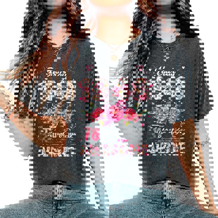 78歳 1948年2月 花柄 78歳 誕生日 男性 女性 レディースオーバーサイズコンフォートTシャツ