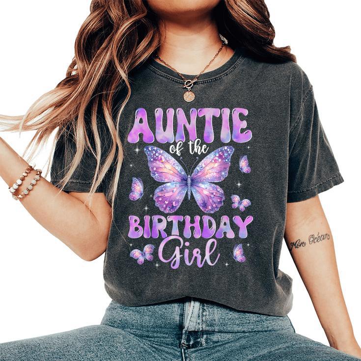 Auntie Of The Birthday Girl Butterfly Family Matching Women's Oversized Comfort T-Shirt