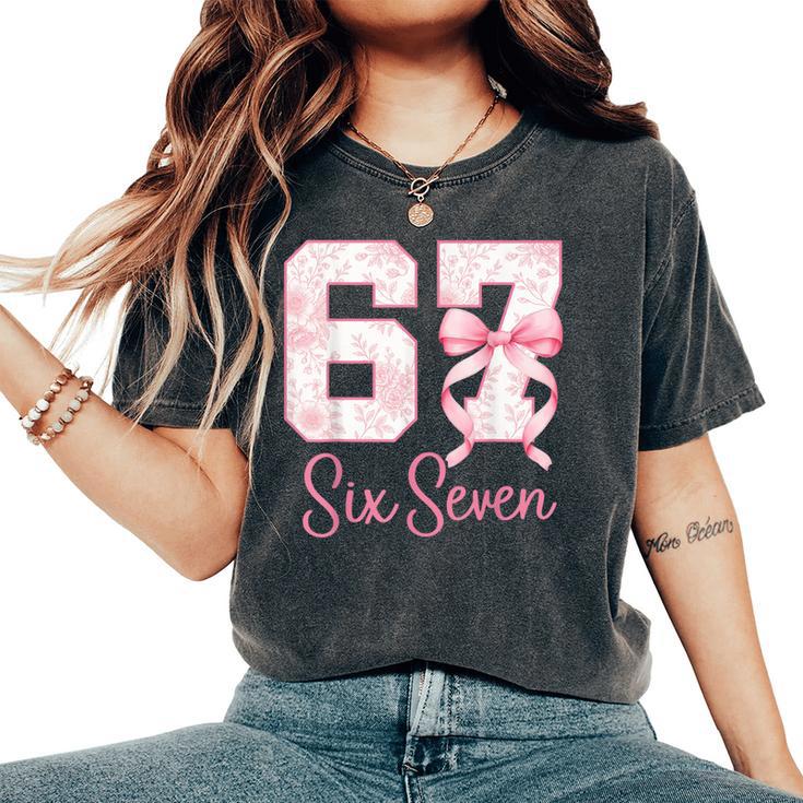 Coquette Bow Number 67 Meme Pink Floral Girls Women's Oversized