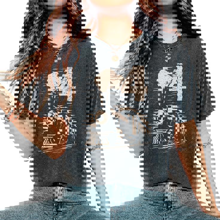 Vintage 4Th Train Birthday Boy Girl 4 Year Old Women's Oversized Comfort T-Shirt