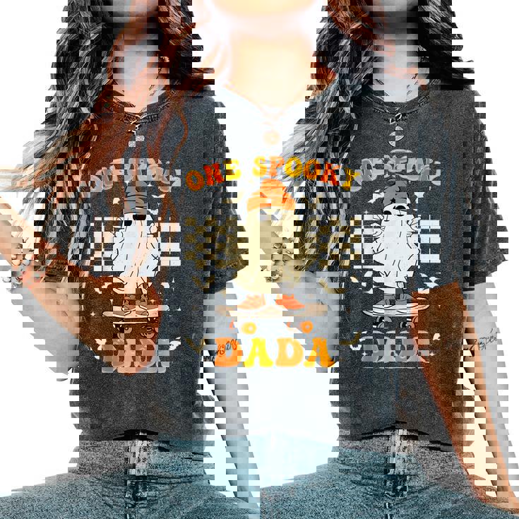 Groovy Boo One Spooky Dada First Halloween Birthday Boy Women's Oversized Comfort T-Shirt