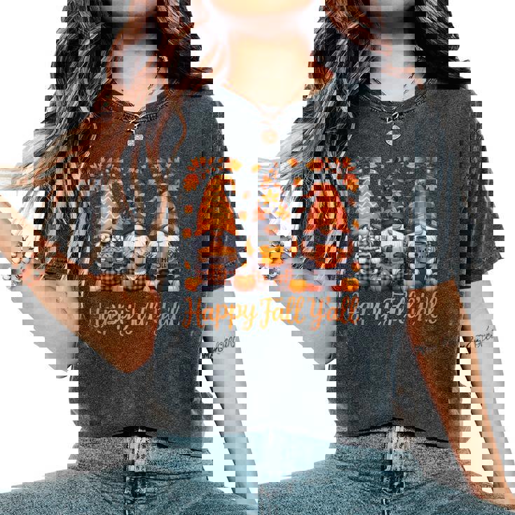 Happy Fall Y'all Gnome Autumn Thanksgiving Women's Oversized Comfort T-Shirt