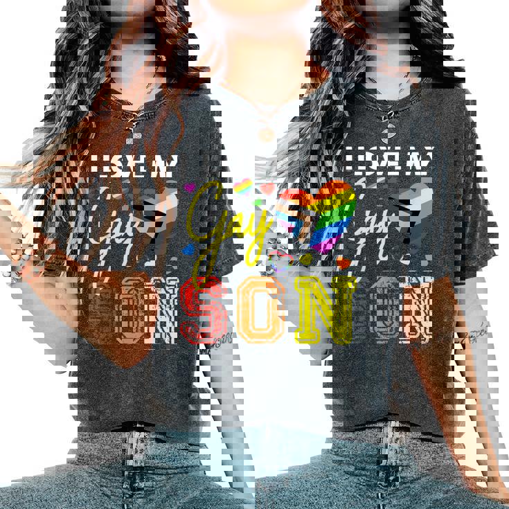 Io Amo Il Mio Gay Figlio Lgbt Orgoglio Mamma Papà T-shirt comoda oversize da donna