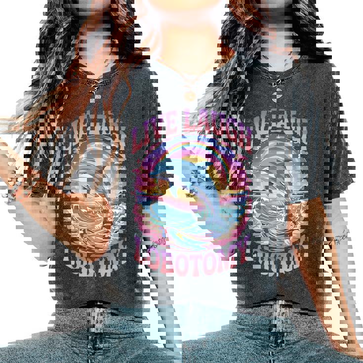 Live Laugh Lobotomy Dolphin Groovy レディースオーバーサイズコンフォートTシャツ