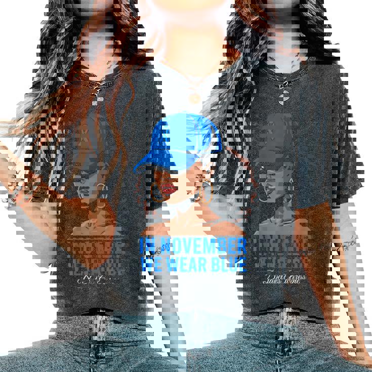 In November We Wear Blue Black Diabetes Awareness Women's Oversized Comfort T-Shirt