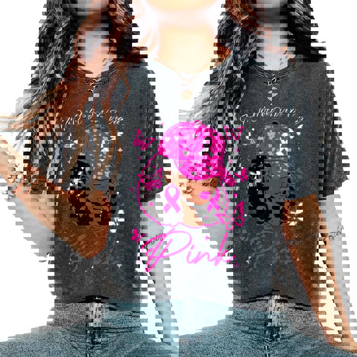 In October We Wear Pink Breast Cancer Awareness Black Women Women's Oversized Comfort T-Shirt