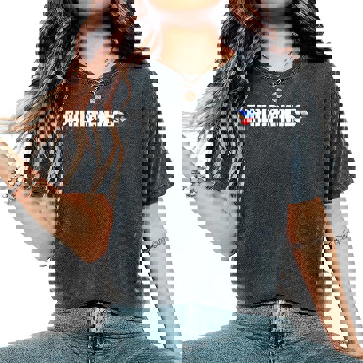 Philippines Flag Heart Pride Philippines Kid レディースオーバーサイズコンフォートTシャツ