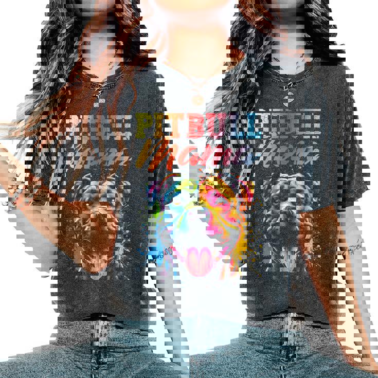 Pitbull Mama Colorful Pittie Mom Dog Lover Mother's Day Women's Oversized Comfort T-Shirt